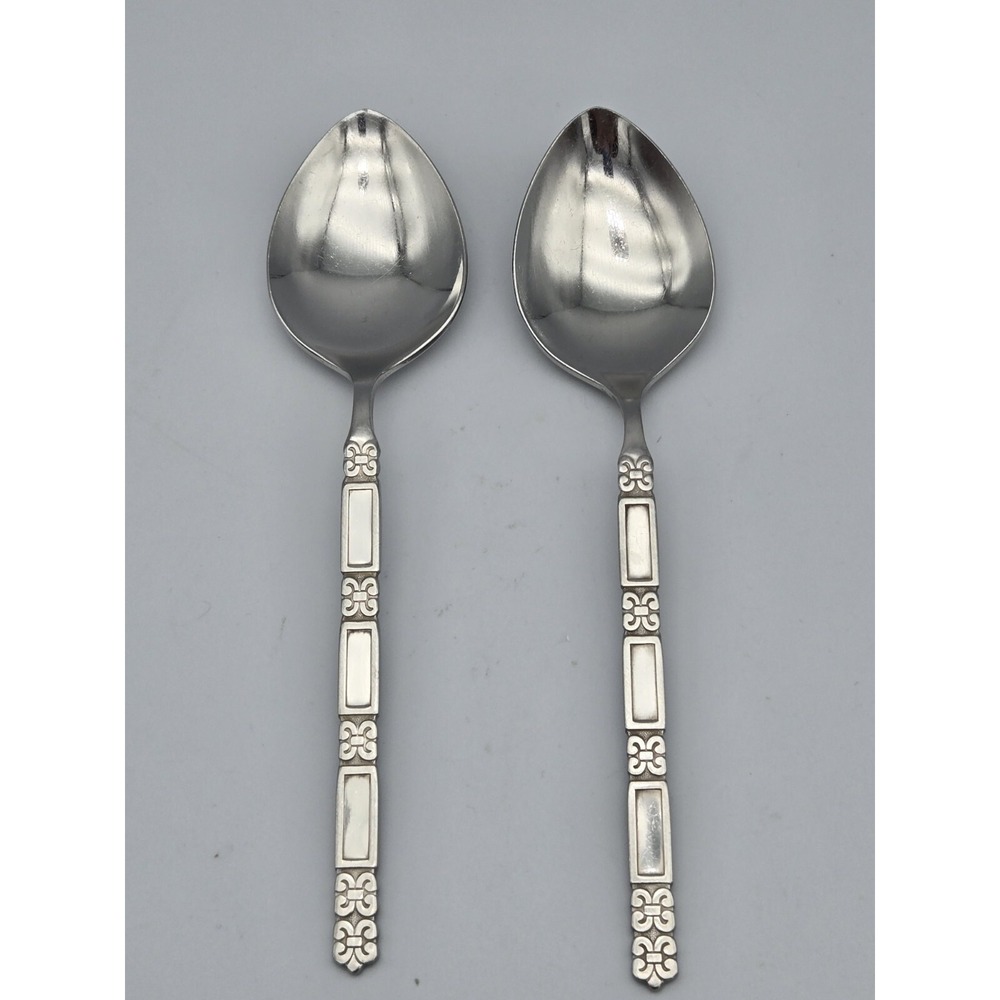 Oneida Community Madrid Stainless 2‎ Oval Soup Spoons No Black Flatware 6 7/8"